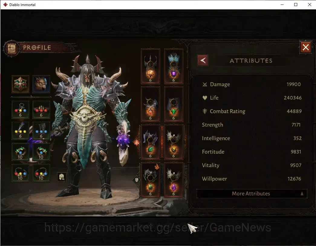 Diablo Immortal Accounts High-End SEA - Verathiel|CS ON|Lv60(880)Barbarian|44k CR|Reso 450|Paragon Vanquisher|Inferno 4