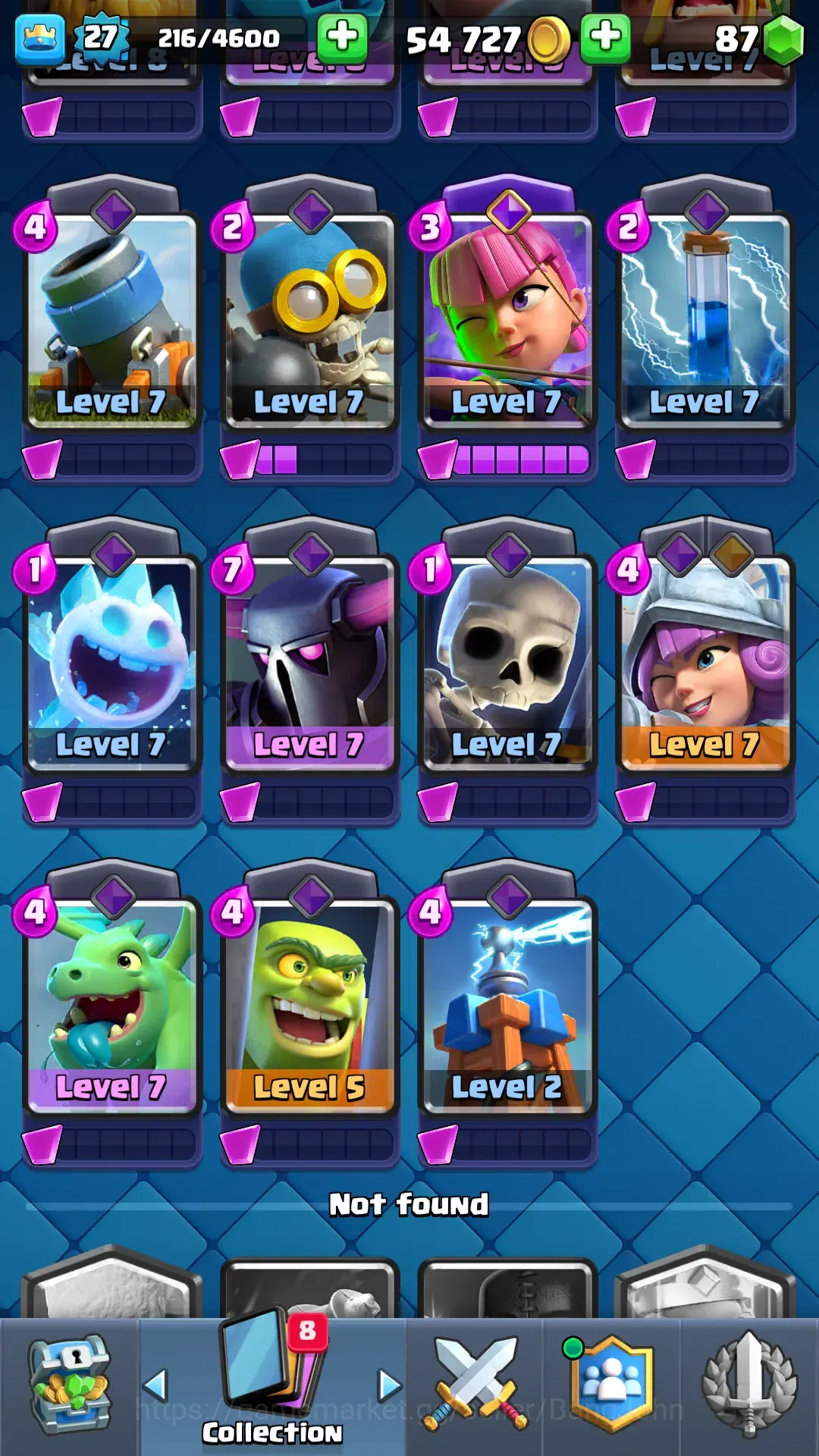 Clash Royale Accounts Others Trophy 4640 | Card 87 | Evo Archer | Hero Bowler, Knight | Tower Troops 3/4 | Ready to play 4