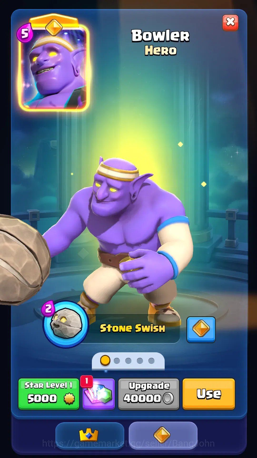Clash Royale Accounts Others Trophy 4640 | Card 87 | Evo Archer | Hero Bowler, Knight | Tower Troops 3/4 | Ready to play 5