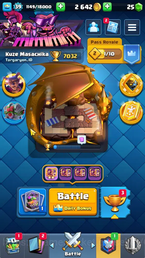 Lv 39|Trophy 7032|KTL 13|Limited Skin|Card 119| 1 Hero 14 EVO 6 Champ 21 Legedary 33 Epic 30 Rare 29 Common|Take Email(CR1463) Clash Royale Midgame Lv 39|Trophy 7032|KTL 13|Limited Skin|Card 119| 1 image 1