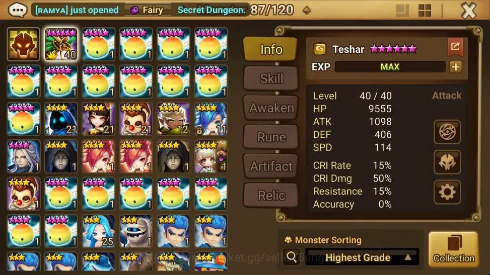 Summoners War: Sky Arena Accounts Starter GLOBAL | NB 5 TESHAR,Starter Gacha 115 12Y+160 11Y Scrool, 3 Legendary All 2