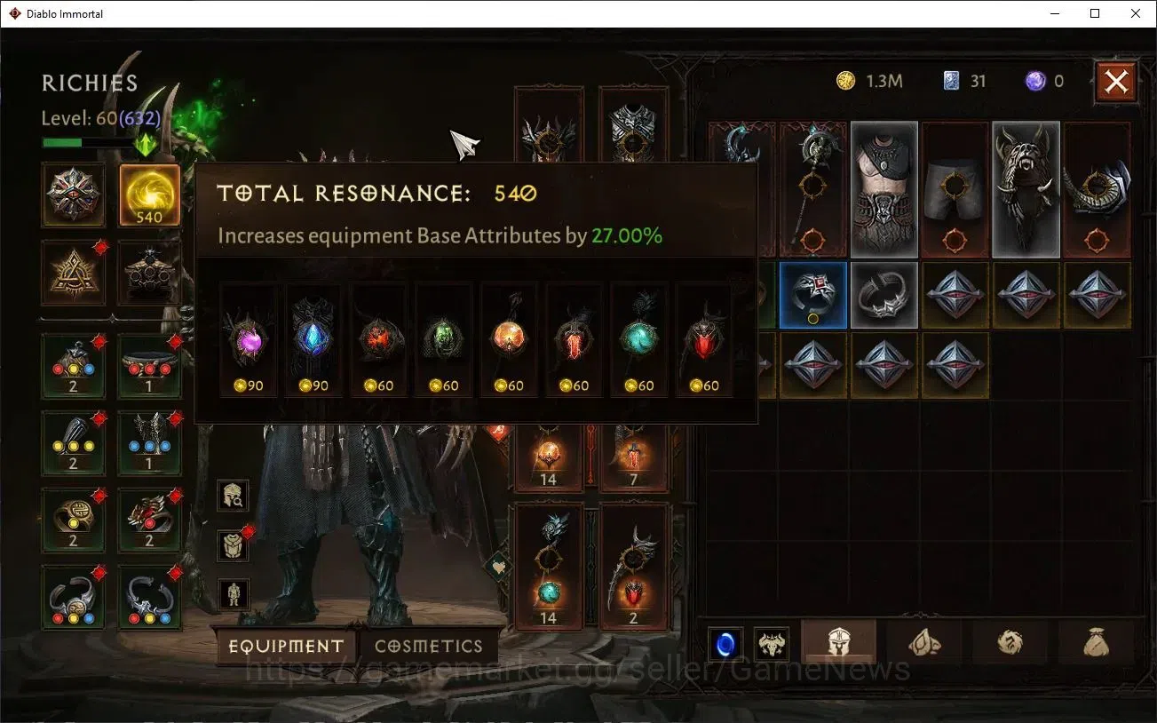 Diablo Immortal Accounts EU - secheron|CS ON|Lv60 (632)|Druid|CR 36K|Reso 5 image 4