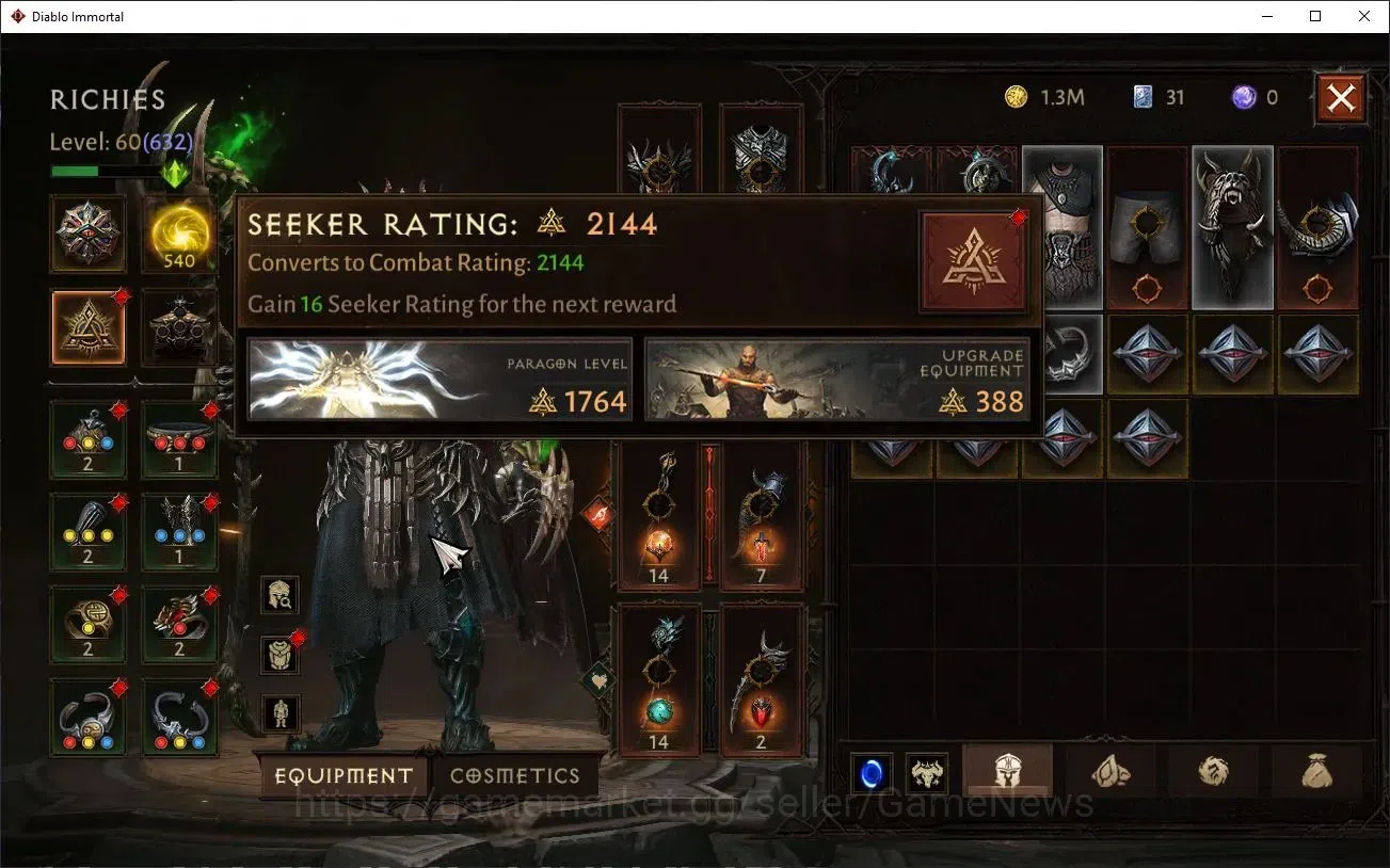 Diablo Immortal Accounts EU - secheron|CS ON|Lv60 (632)|Druid|CR 36K|Reso 5 image 5