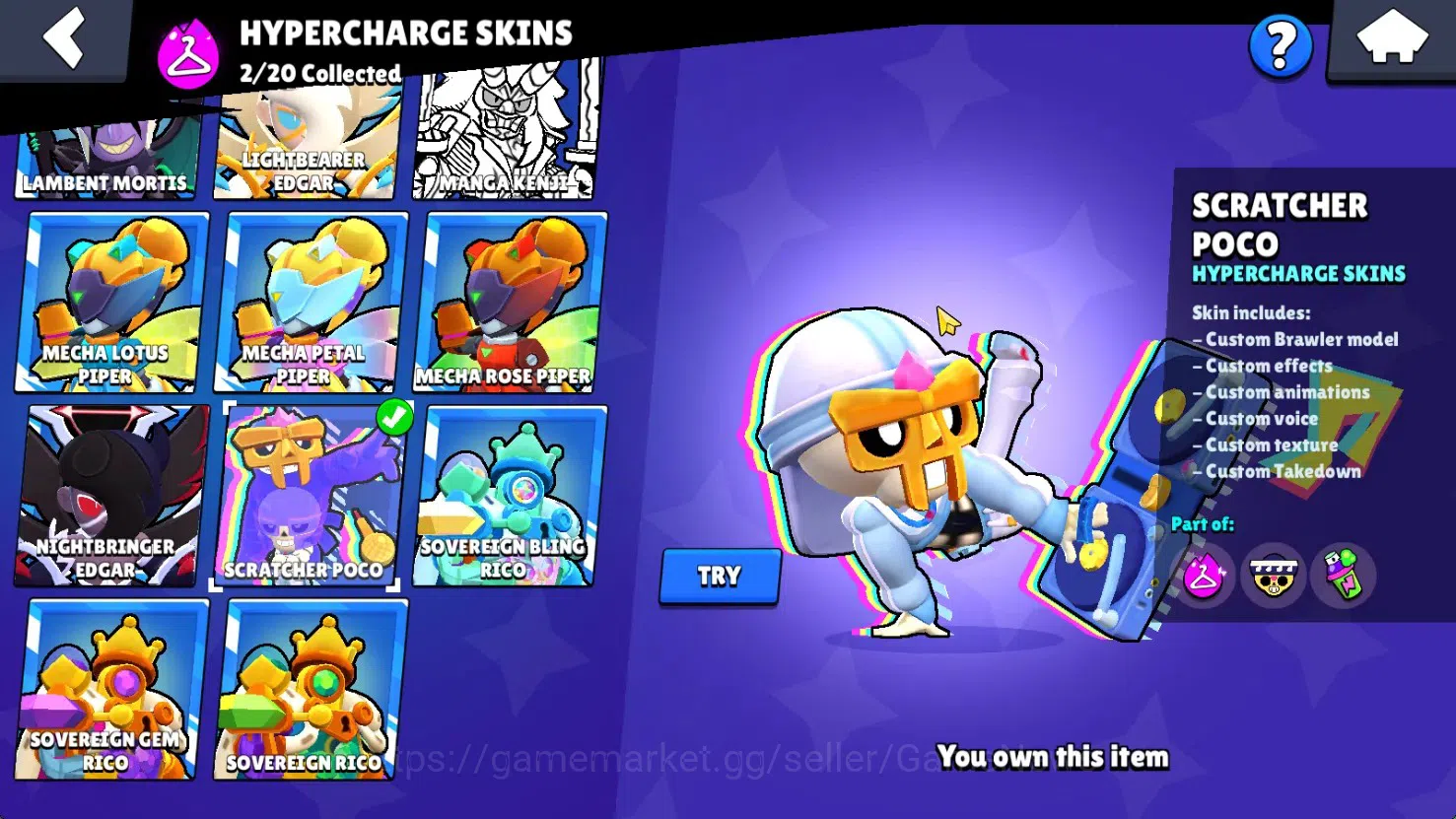 Brawl Stars Accounts 12253 Trophy|87 Brawlers 16 Max|180 Skin|HyperC(Manga Kenji,S Poco),5 Legend,15 Myth,47 Epic,Etc|15k 17
