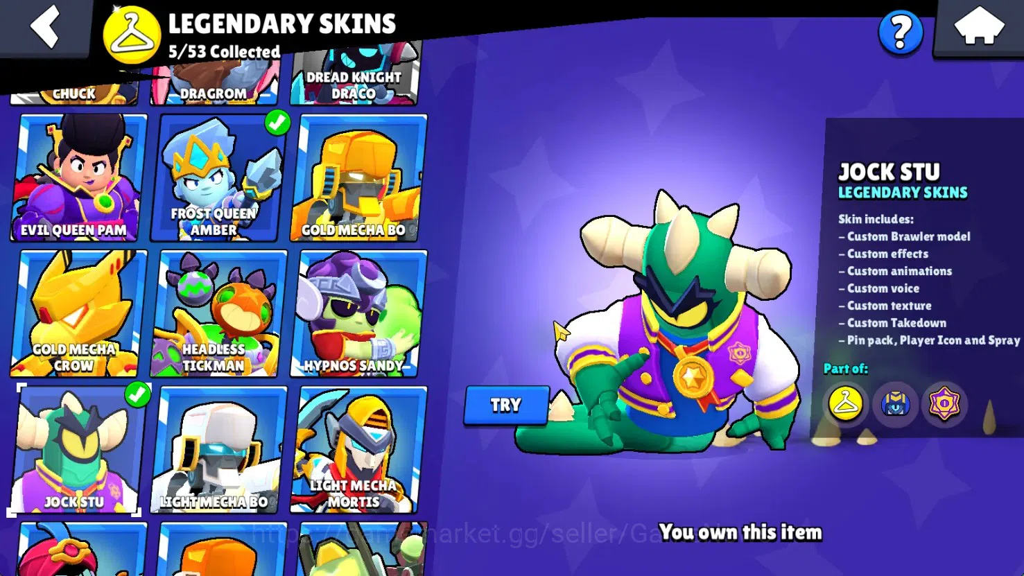 Brawl Stars Accounts 12253 Trophy|87 Brawlers 16 Max|180 Skin|HyperC(Manga Kenji,S Poco),5 Legend,15 Myth,47 Epic,Etc|15k 19