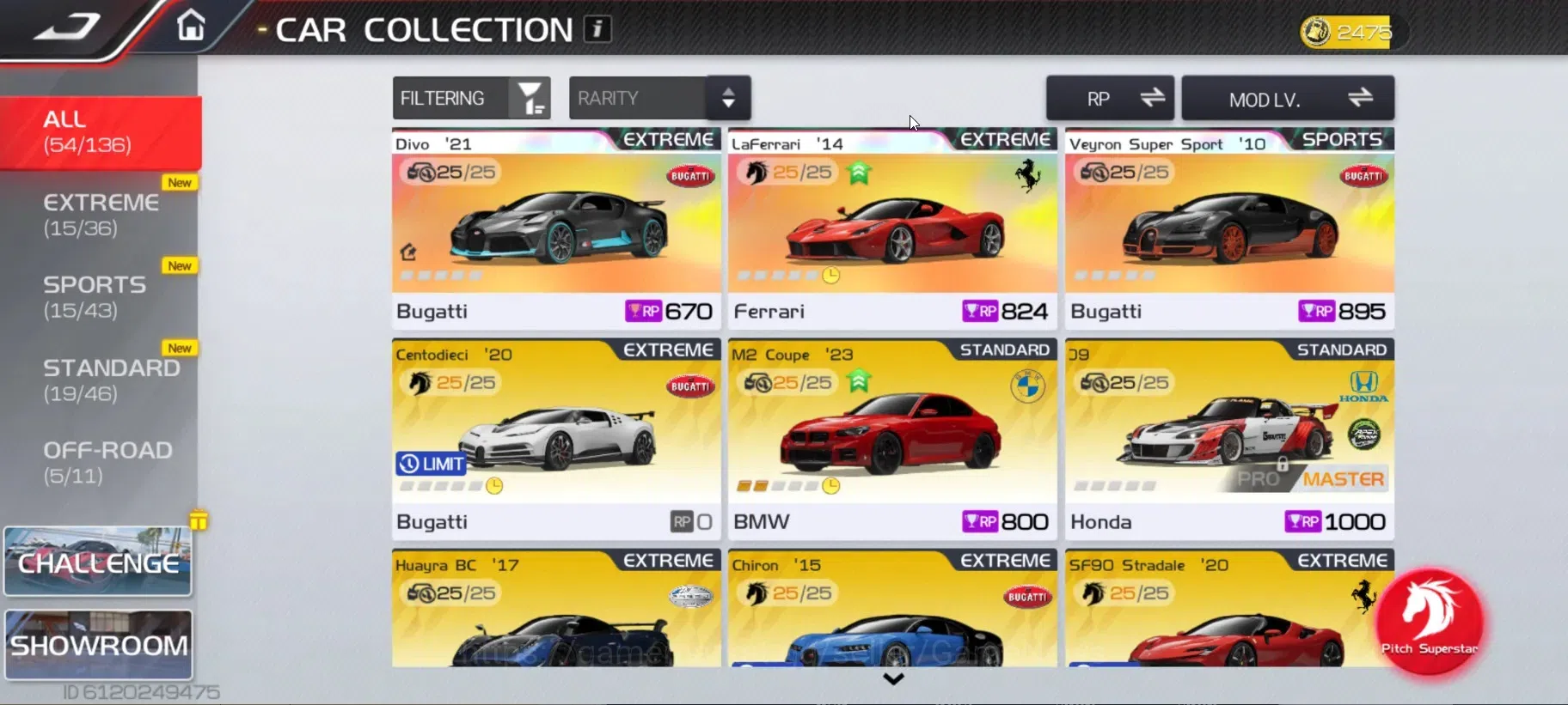 Racing Master Accounts SEA|Lvl 13| 3 Prime Legend (Divo,LaFerrari,Veyron Super Sport) +40 Etc Car|258K Gold|3036 DM|Log 1