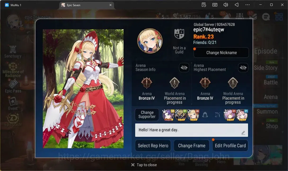 Epic Seven Accounts Global Unverif |Best Starter|4 ML(NC Lady,SE Celin image 2