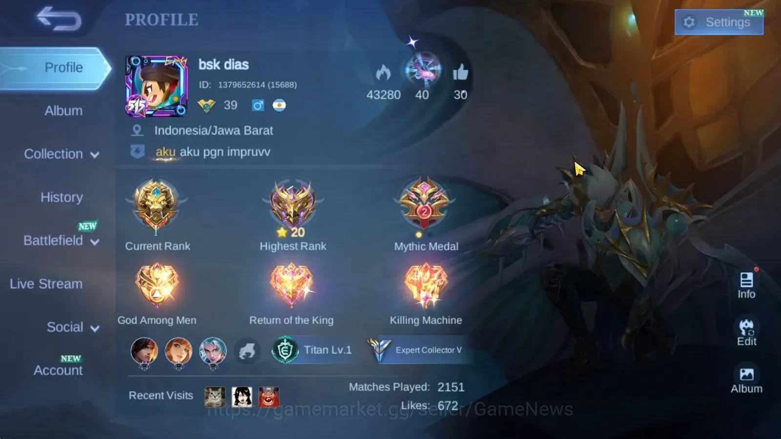 Mobile Legends: Bang Bang Accounts Hero 76|Skin 116|CC Nata,LB Tigreal,Naruto Vale,M- image 2