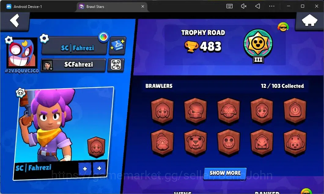 Brawl Stars Accounts Global | 483 Thropy|12 Brawler|1 Max Hypercharge ( image 2