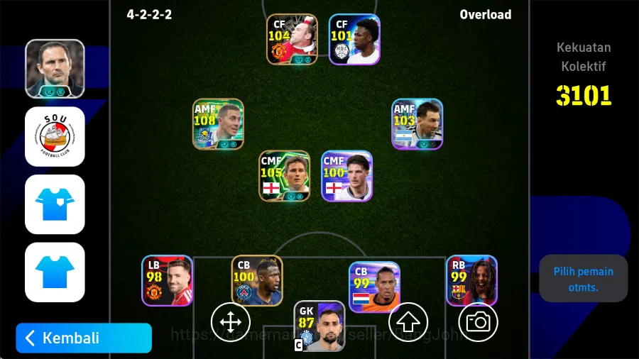 eFootball Accounts Others Mobile|PW 3101|Eden Hazard Epic,Frank Lampard Epic,Wayne Rooney Epic,Lionel Messi Show 1