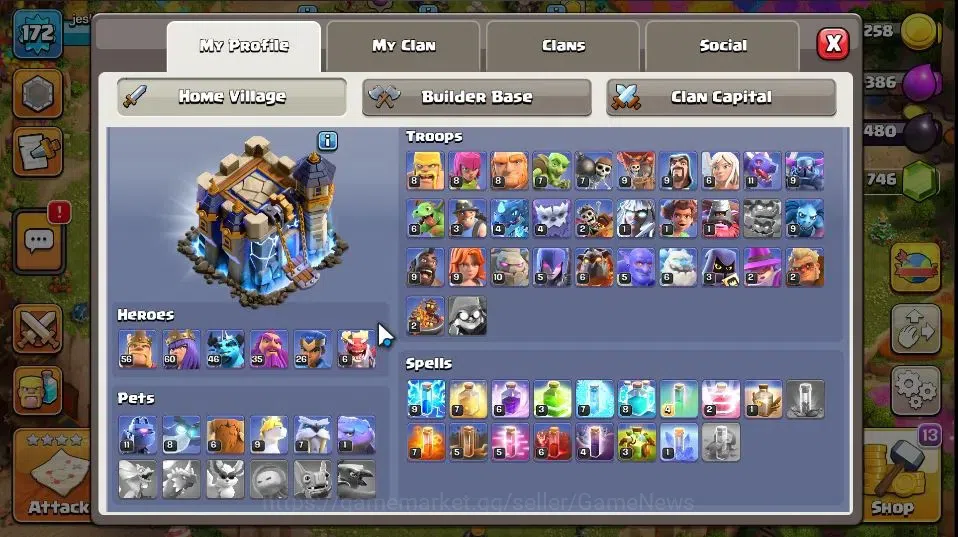 Clash of Clans Accounts Lv 172|TH 18|HH 9|Limited Skin|BK 60,AQ 60,GW 46,M image 3