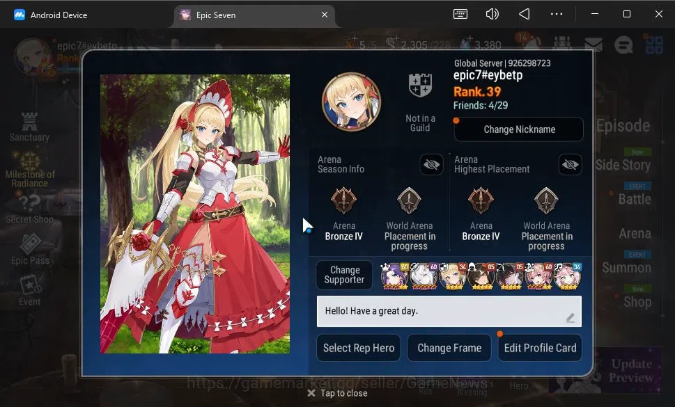 Epic Seven Accounts GLOBAL Unverif|New Era|4 ML(Salome,E Ilynav,BW Ise image 2