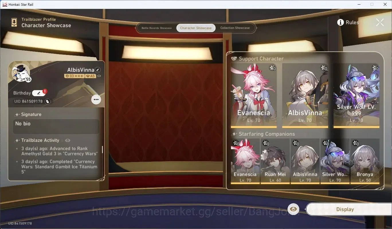 Honkai Star Rail Accounts Asia | TL55 | AlbisVinnaLv70, EvanesciaLv70, HuoHu image 3