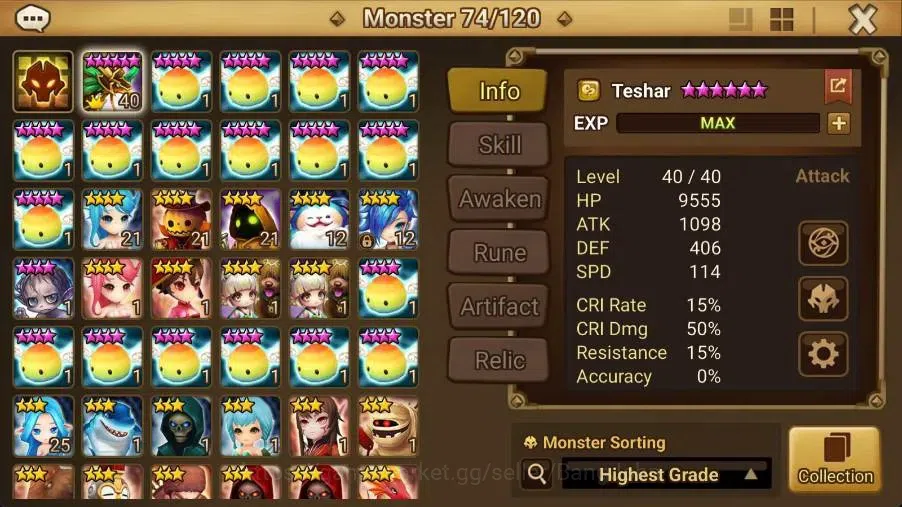 Summoners War: Sky Arena Accounts Starter GLOBAL | NB 5 TESHAR,Starter Gacha 115 12Y+160 11Y Scrool, 3 Legendary All 2