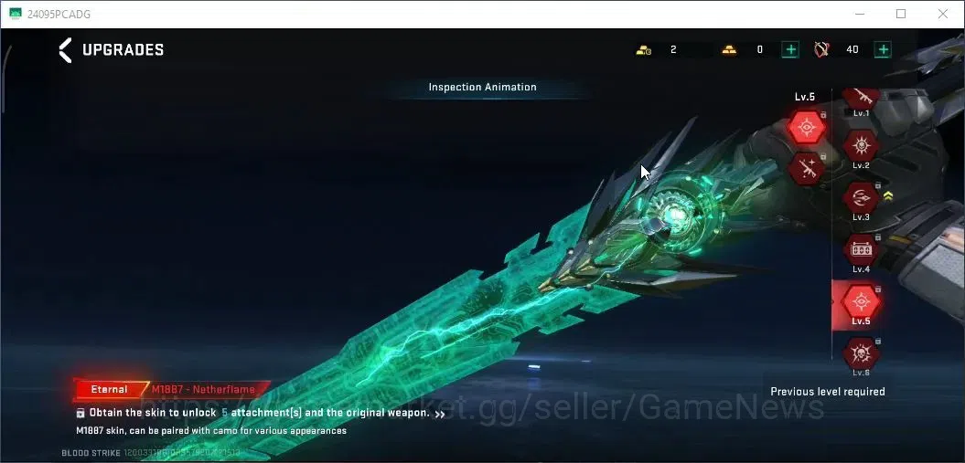 Blood Strike Accounts Others ASIA | Eternal M1887 Netherflame | Playpal Meow | 40 Eternal Upgrade Point |Log NetEase|Take 11