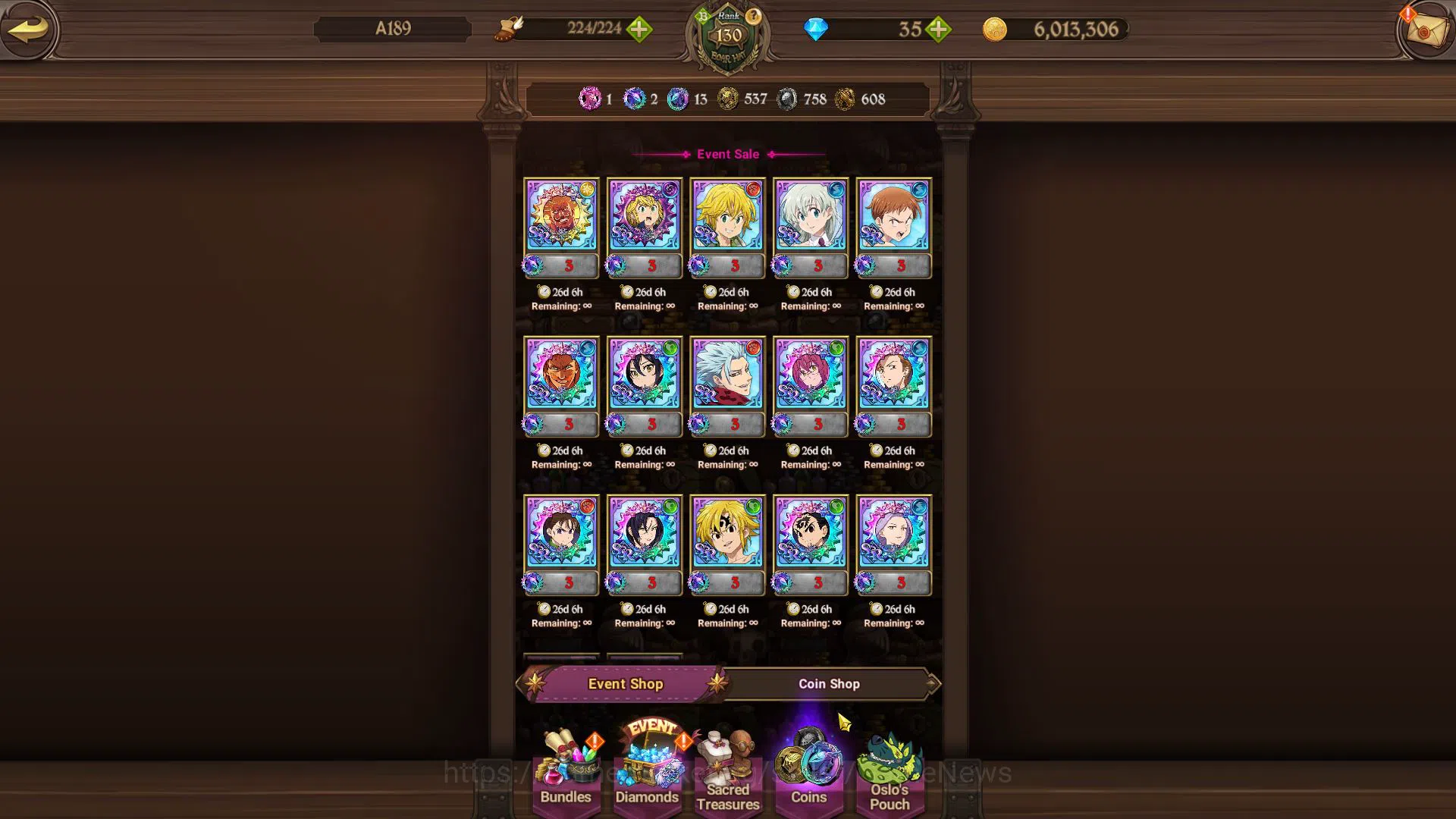 The Seven Deadly Sins: Grand Cross Accounts ASIA|6,1M CC|2 LR+7 UR+Many Collab|Ludociel2/6,Eli image 14