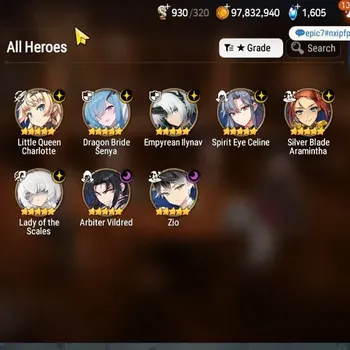Epic Seven Accounts High-End GLOBAL UnVerif|NewEra| 8 ML (LOT Scales,Zio,EM Ilynav,AB