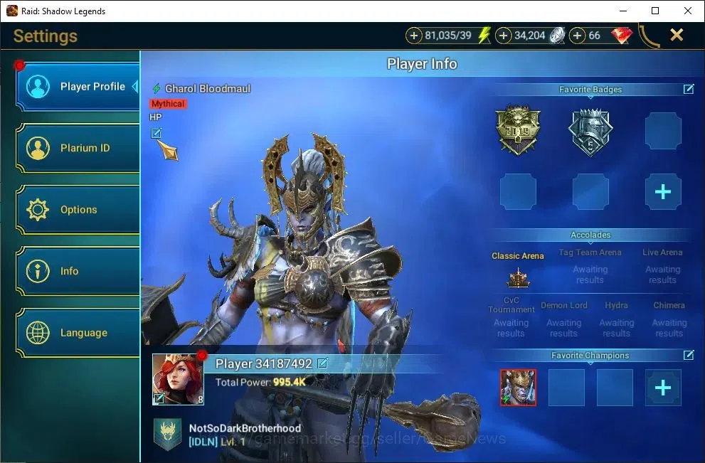Raid: Shadow Legends Accounts Lv6 995K Power|2 Mythic(Gharol Bloodmaul,Androc)|2 image 2