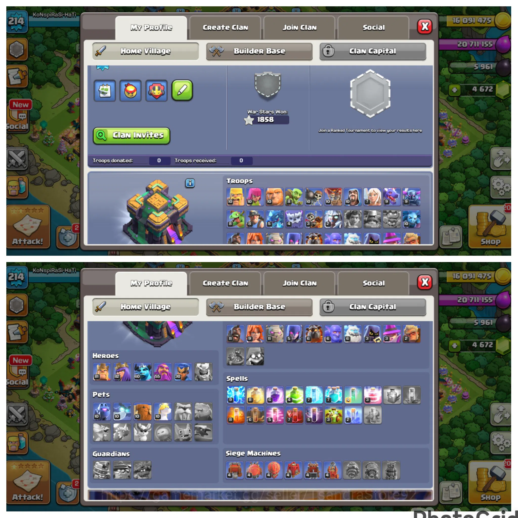 Clash of Clans Accounts High-End TH 14 LVL 214 100% BASE Fullymax|BK 82 AQ 83 MP 60 GW 56 RC 30|MANY ITEMS&771 MENDALS|EPIC 2