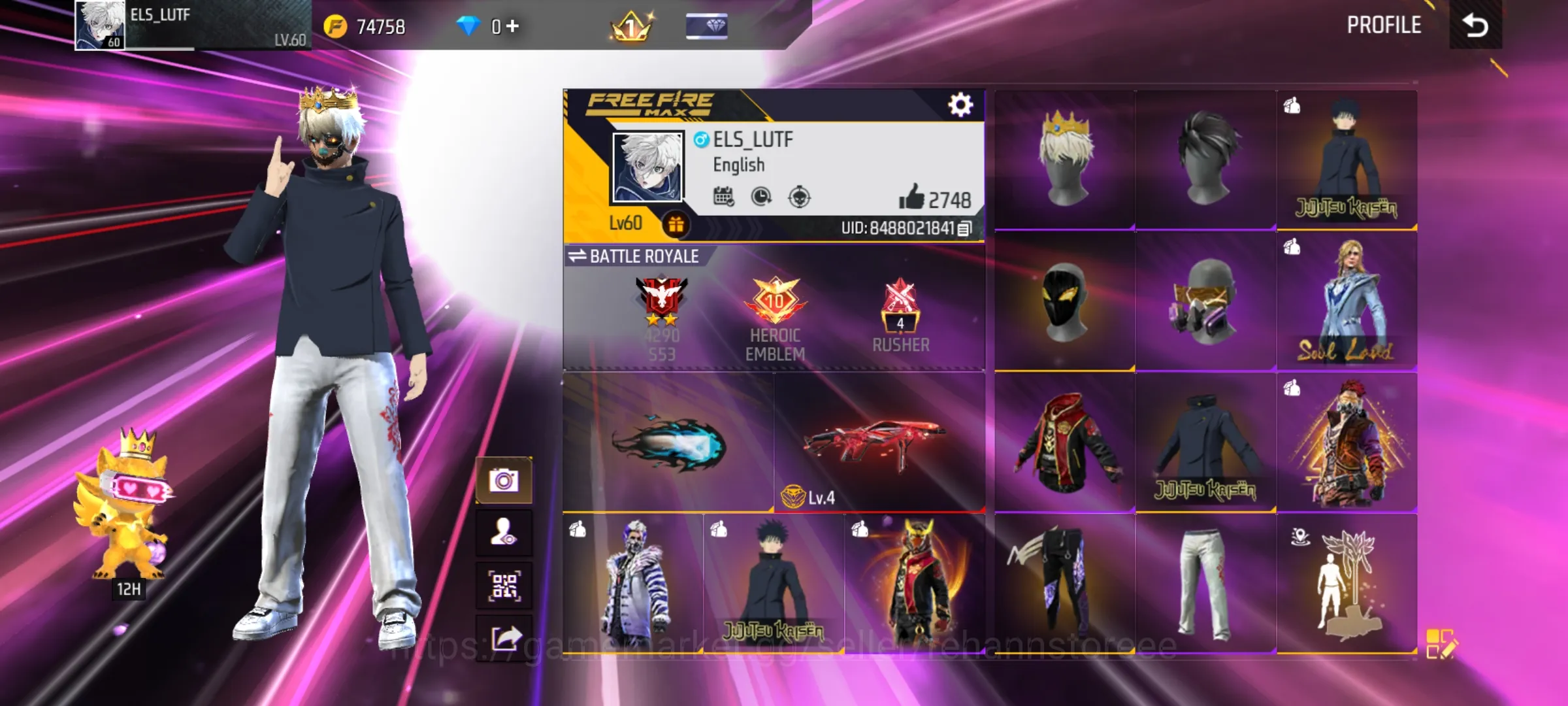 Free Fire Accounts BUBDLE JEJUTSU KAISEN - BUNDLE LEGENDARY - ANIMASI LOBY GELAP - ANIMASI LOBY BAWAH LAUT - SKIN TINJU ON 1