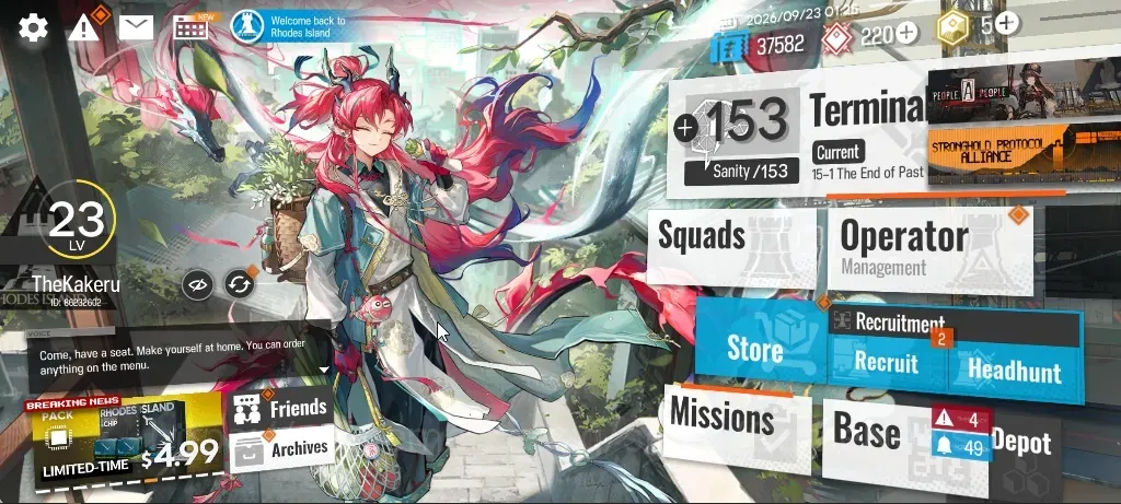 Arknights Accounts Mid-Tier Lvl 23|66 Op 6 Outfit|2 Limited Shu & Yu|Thorns,Exiusai,Raidian Etc|Birthday Unset|Terminal 1