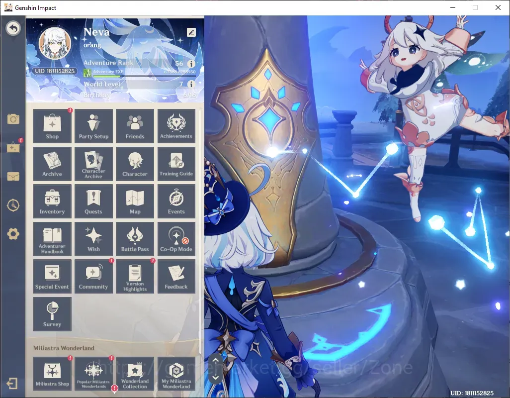 Genshin Impact Accounts Others ASIA|AR 56|6 Limited Char+4 (*5 Wpn)|Zibai,Vodyanitsa,Furina,Escoffier,Mavuika,Varesa|MC 1