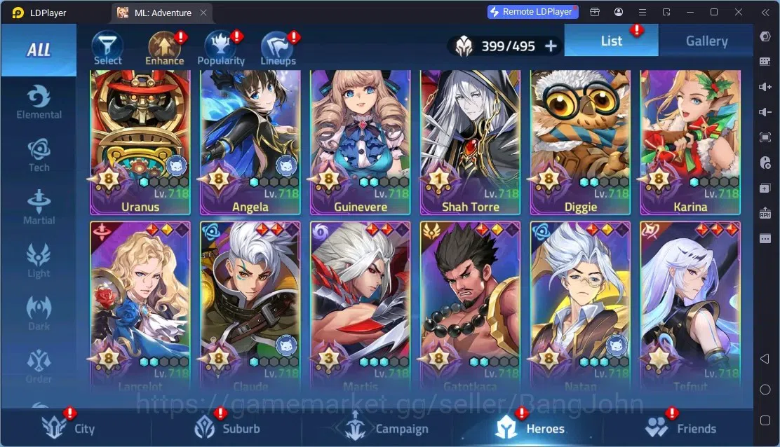 Mobile Legends: Adventure Accounts Global |LV 485|10B Power|VIP 10|Camp 83-17|Hero 399|42 Nexus|52Awaken|12Epic|5Rare 10