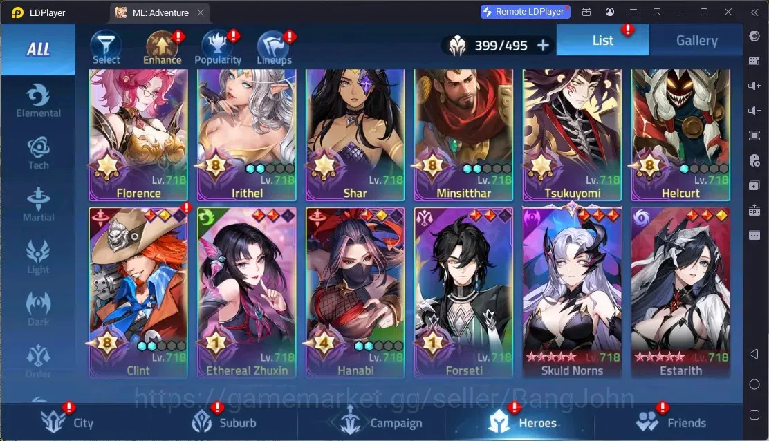 Mobile Legends: Adventure Accounts Global |LV 485|10B Power|VIP 10|Camp 83-17|Hero 399|42 Nexus|52Awaken|12Epic|5Rare 11