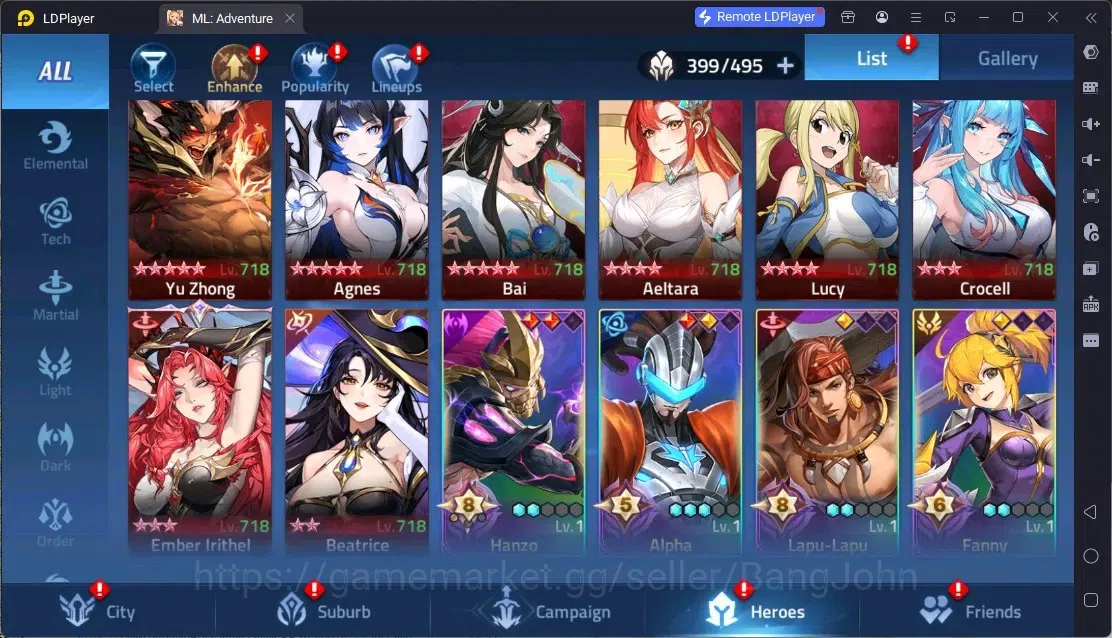Mobile Legends: Adventure Accounts Global |LV 485|10B Power|VIP 10|Camp 83-17|Hero 399|42 Nexus|52Awaken|12Epic|5Rare 12