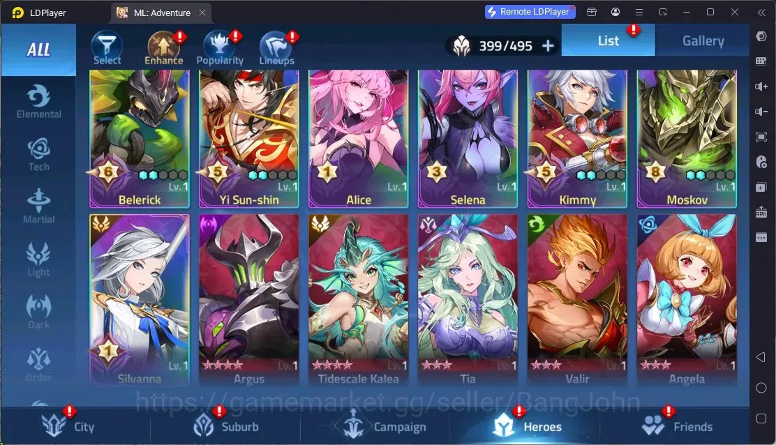 Mobile Legends: Adventure Accounts Global |LV 485|10B Power|VIP 10|Camp 83-17|Hero 399|42 Nexus|52Awaken|12Epic|5Rare 13