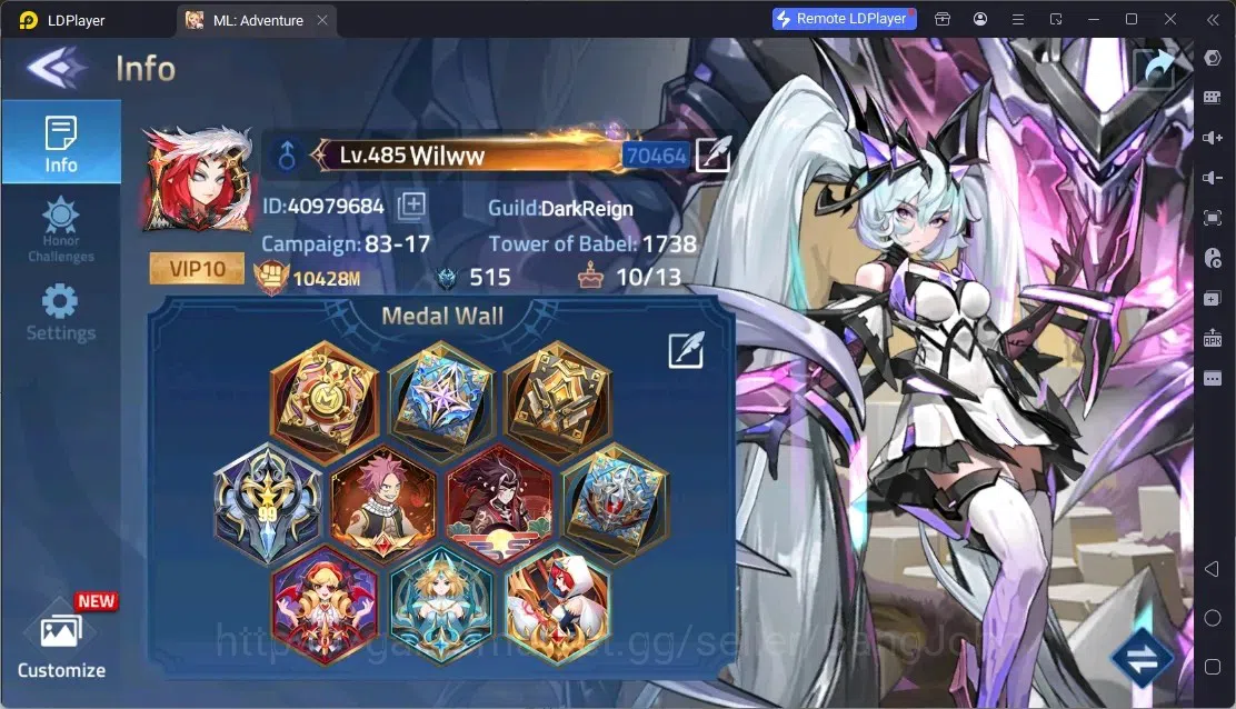 Mobile Legends: Adventure Accounts Global |LV 485|10B Power|VIP 10|Camp 83-17|Hero 399|42 Nexus|52Awaken|12Epic|5Rare 2
