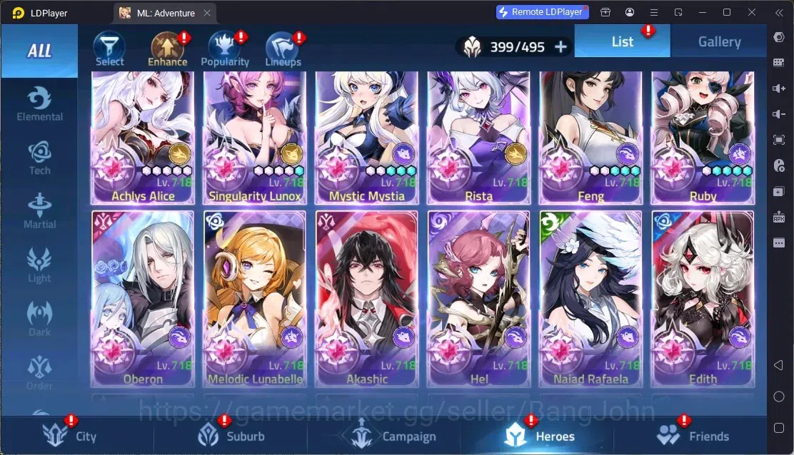 Mobile Legends: Adventure Accounts Global |LV 485|10B Power|VIP 10|Camp 83-17|Hero 399|42 Nexus|52Awaken|12Epic|5Rare 4