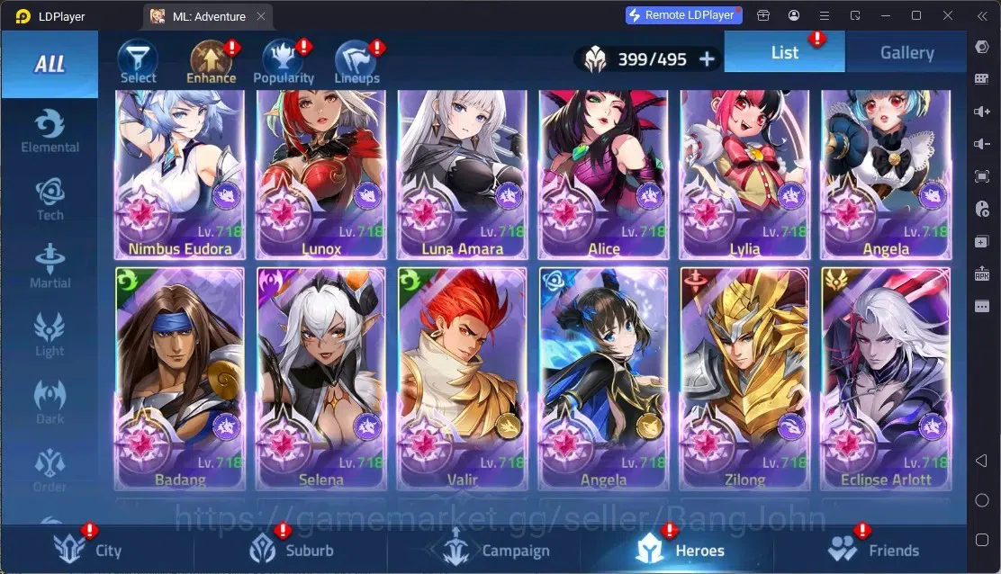 Mobile Legends: Adventure Accounts Global |LV 485|10B Power|VIP 10|Camp 83-17|Hero 399|42 Nexus|52Awaken|12Epic|5Rare 5