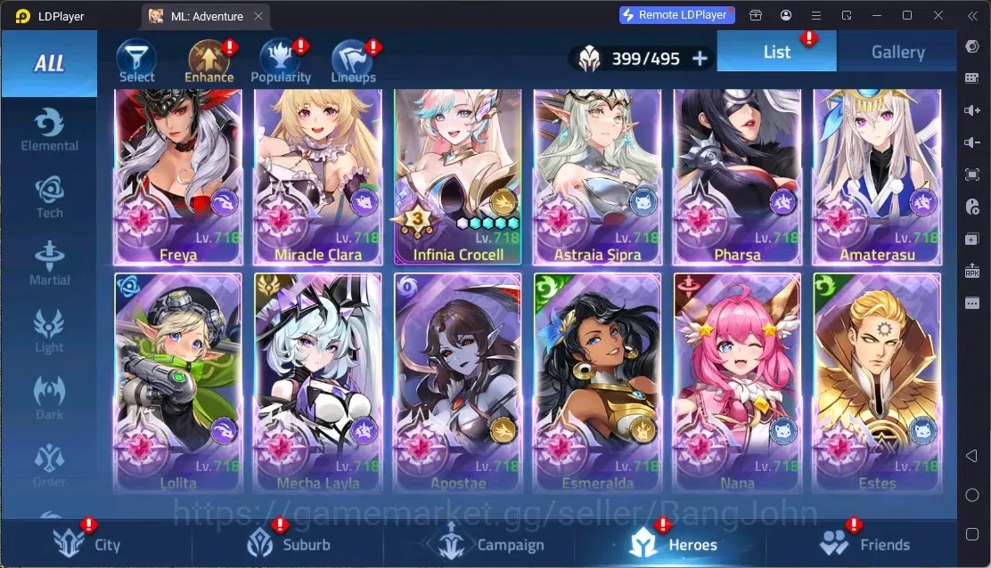 Mobile Legends: Adventure Accounts Global |LV 485|10B Power|VIP 10|Camp 83-17|Hero 399|42 Nexus|52Awaken|12Epic|5Rare 6