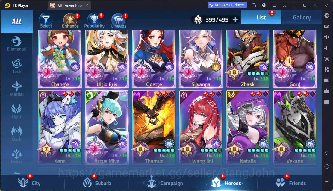 Mobile Legends: Adventure Accounts Global |LV 485|10B Power|VIP 10|Camp 83-17|Hero 399|42 Nexus|52Awaken|12Epic|5Rare 7