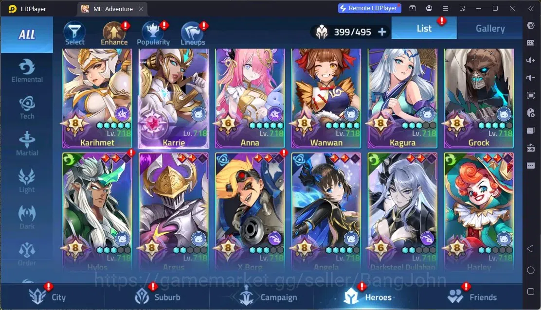Mobile Legends: Adventure Accounts Global |LV 485|10B Power|VIP 10|Camp 83-17|Hero 399|42 Nexus|52Awaken|12Epic|5Rare 8