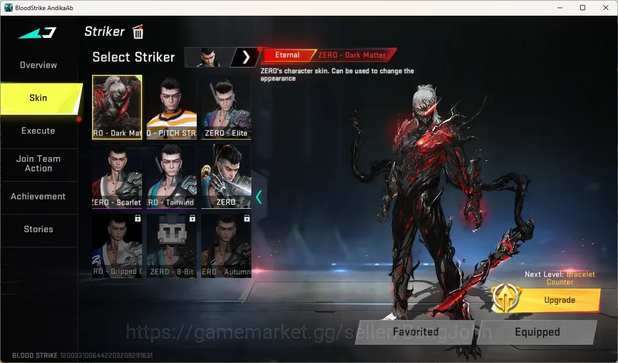 Blood Strike Accounts Others ASIA | 1 Eternal Striker: ZERO-Dark Matter | 5 Eternal Gun | 3 Ultra Melee | 4 Ultra Gun 1
