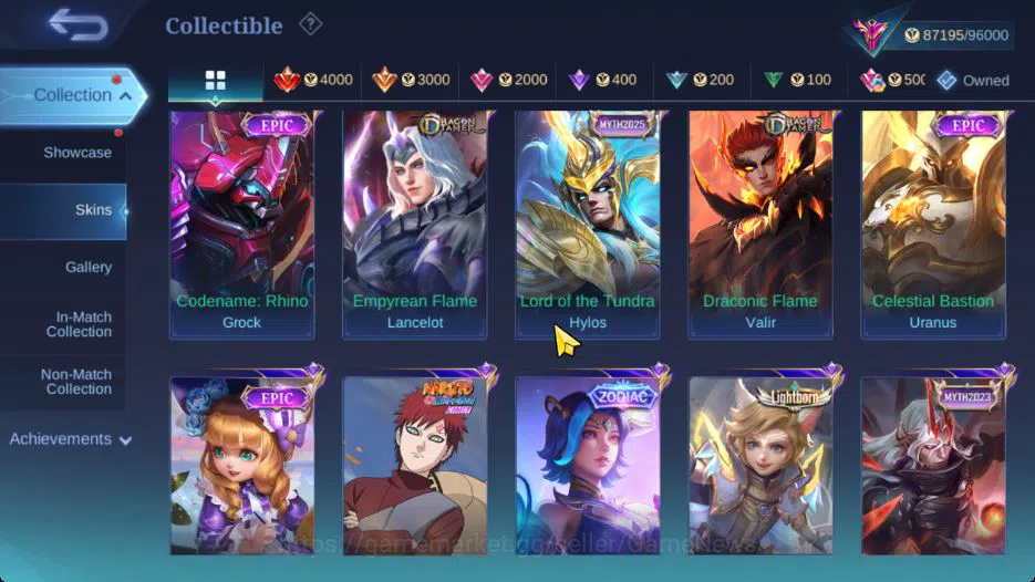Mobile Legends: Bang Bang Accounts Collector Hero 126|Skin 277|High Glory 72|Aspirants Vexana,Naruto 10