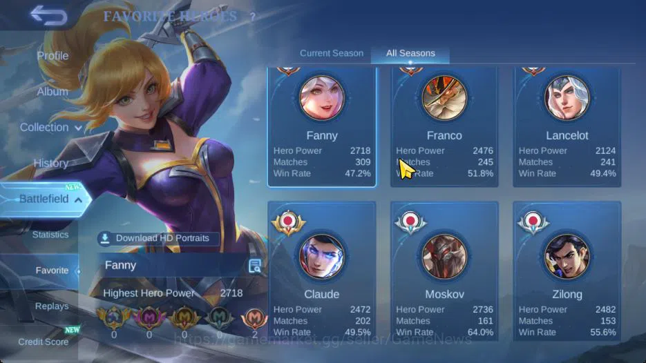Mobile Legends: Bang Bang Accounts Collector Hero 126|Skin 277|High Glory 72|Aspirants Vexana,Naruto 5