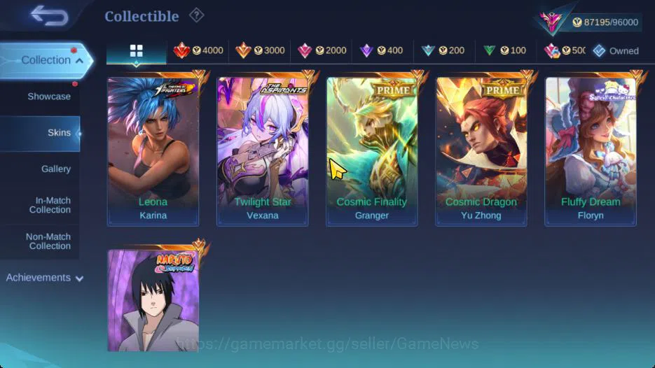 Mobile Legends: Bang Bang Accounts Collector Hero 126|Skin 277|High Glory 72|Aspirants Vexana,Naruto 6