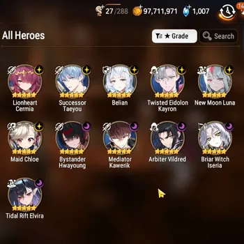 Epic Seven Accounts Limited Hero GLOBAL UnVerif|11 ML(Tidal Elvira,Belian,NM Luna,BWIseria,Etc)+4 LMT RGB,Setsuka,etc|Abys F